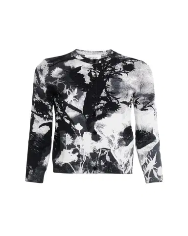 McQueen Floral Jacquard Crewneck Cardigan | Thumbnail 1
