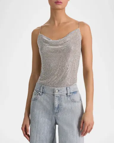 Alice + Olivia Harmon Crystal Chainmail Slip Tank Top | Thumbnail 4 Alice + Olivia Harmon Crystal Chainmail Slip Tank Top | Thumbnail 4