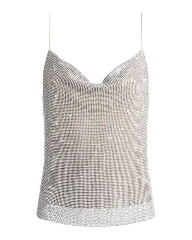 Harmon Crystal Chainmail Slip Tank Top