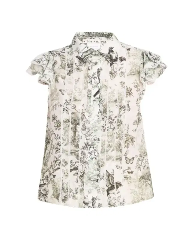 ALICE + OLIVIA Daybreak Minda Ruffle Blouse