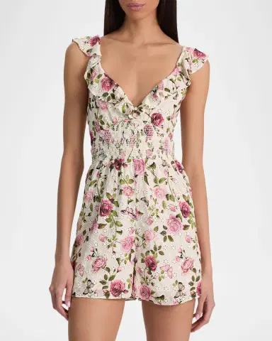 ALICE + OLIVIA Gemma Embroidered Floral Romper | Thumbnail 4 ALICE + OLIVIA Gemma Embroidered Floral Romper | Thumbnail 4