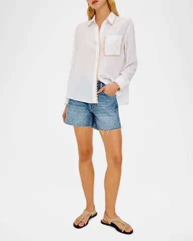 Rails Saya Linen Crochet-Trim Shirt | Thumbnail 2