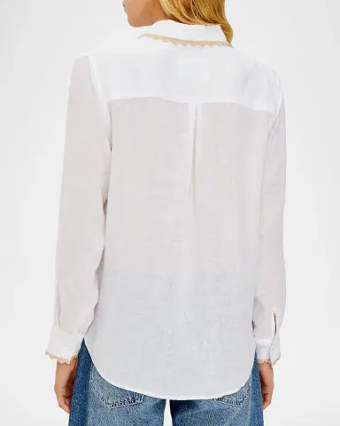 Rails Saya Linen Crochet-Trim Shirt | Thumbnail 3