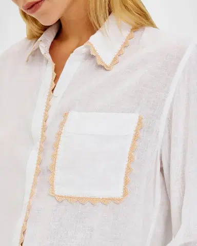 Rails Saya Linen Crochet-Trim Shirt | Thumbnail 5