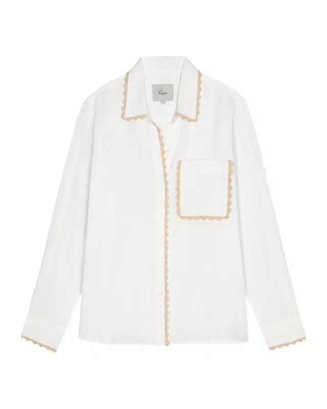 Saya Linen Crochet-Trim Shirt