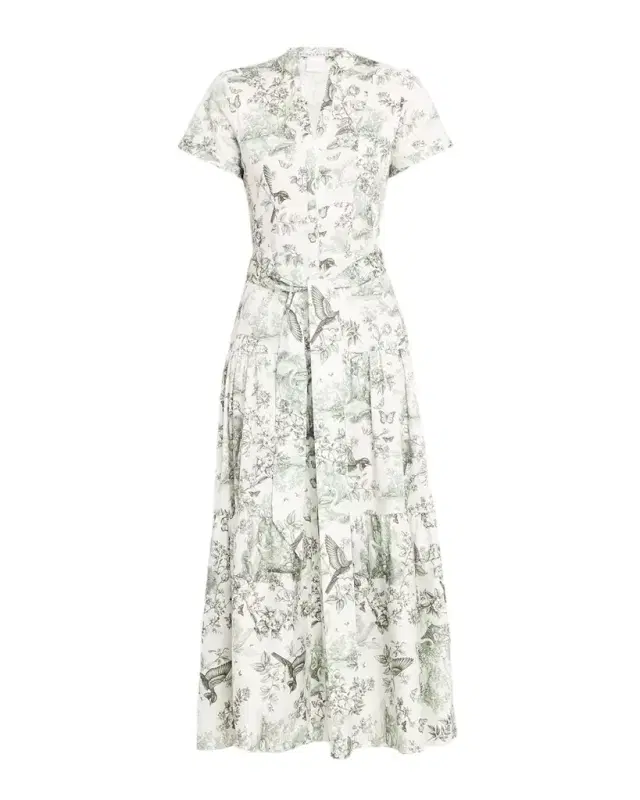 ALICE + OLIVIA Lucy Roll-Sleeve Midi Dress
