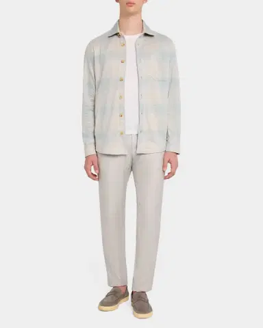 Isaia Men's Cotton-Linen Seersucker Overshirt | Thumbnail 2