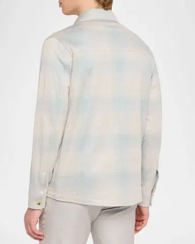 Isaia Men's Cotton-Linen Seersucker Overshirt | Thumbnail 3