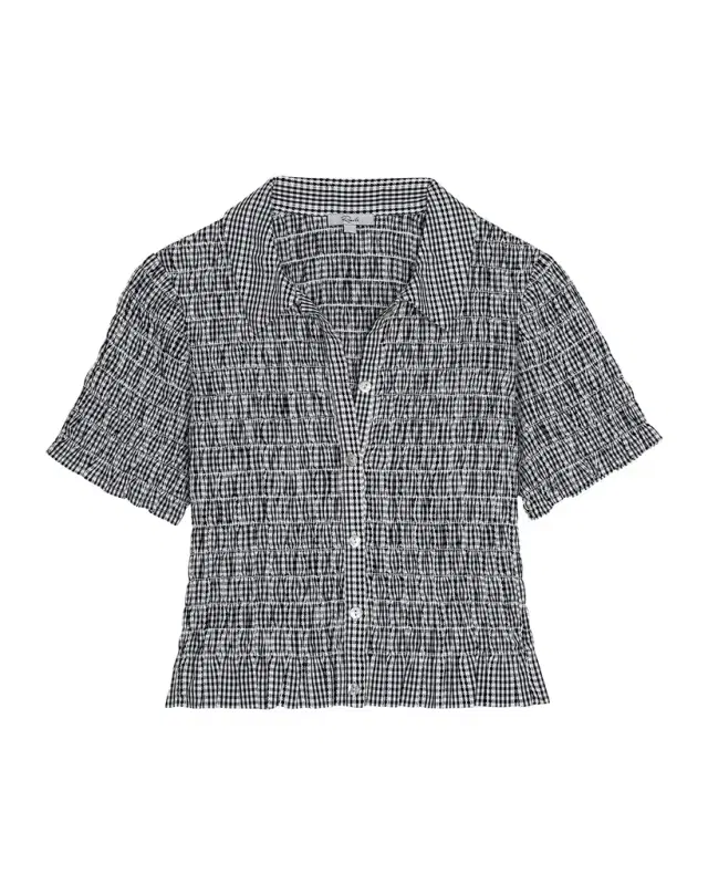 Alton Smocked Gingham Shirt