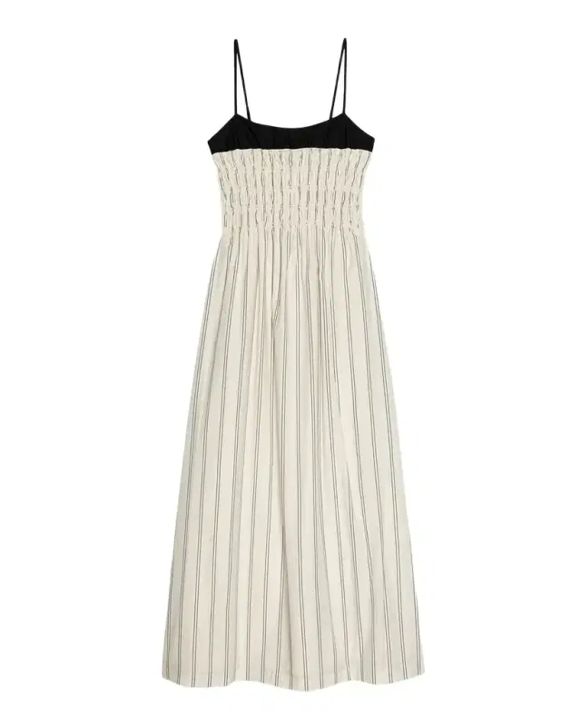 Primrose Pinstripe Cotton Poplin Midi Dress