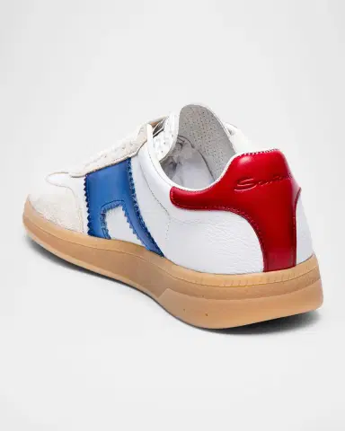 Santoni DBS Oly Mixed Leather Low-Top Sneakers | Thumbnail 3