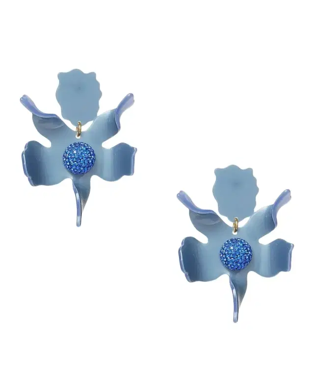 Crystal Lily Earrings, Gray