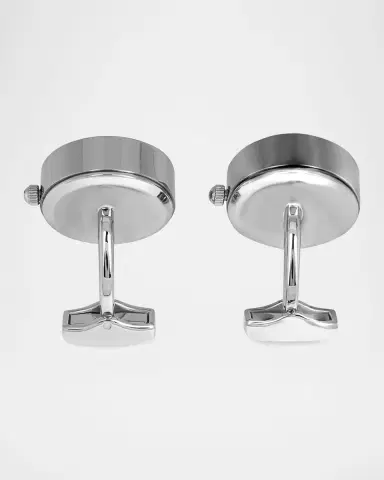 Tateossian Men's Stainless Steel Guilloche Mother of Pearl Watch Cufflinks | Thumbnail 2