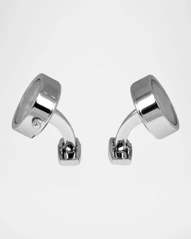 Tateossian Men's Stainless Steel Guilloche Mother of Pearl Watch Cufflinks | Thumbnail 3