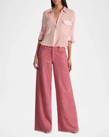ALICE + OLIVIA Amazing Embellished Wide-Leg Jeans | Thumbnail 2 ALICE + OLIVIA Amazing Embellished Wide-Leg Jeans | Thumbnail 2