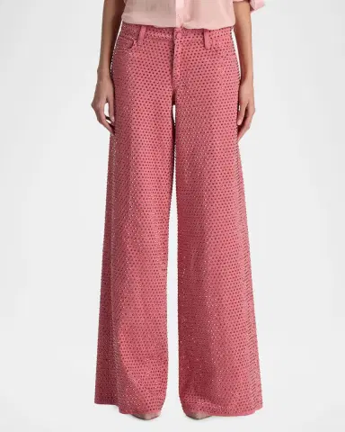 ALICE + OLIVIA Amazing Embellished Wide-Leg Jeans | Thumbnail 4 ALICE + OLIVIA Amazing Embellished Wide-Leg Jeans | Thumbnail 4