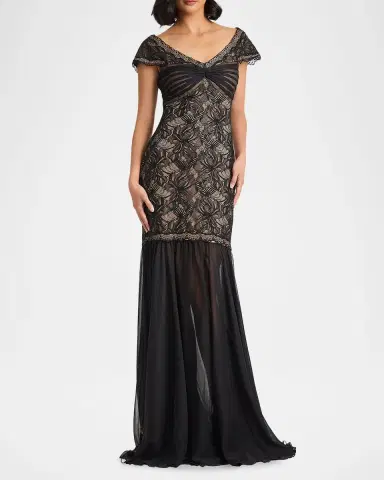 Tadashi Shoji Floral Lace Mermaid Gown | Thumbnail 2 Tadashi Shoji Floral Lace Mermaid Gown | Thumbnail 2