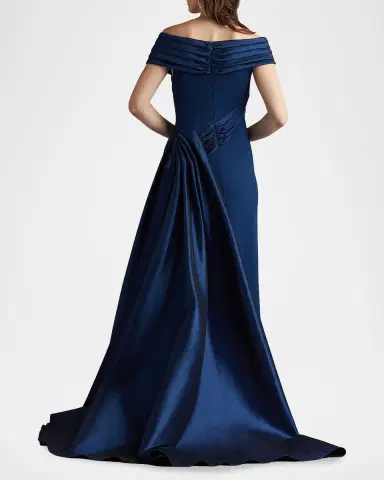 Tadashi Shoji Off-Shoulder Draped Crepe Gown | Thumbnail 2