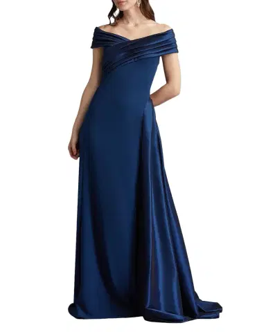 Tadashi Shoji Off-Shoulder Draped Crepe Gown | Thumbnail 1