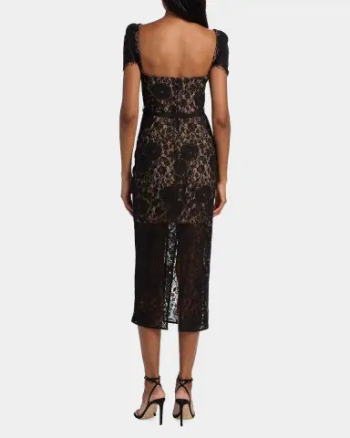 Self-Portrait Sweetheart Lace Midi Dress | Thumbnail 3 Self-Portrait Sweetheart Lace Midi Dress | Thumbnail 3