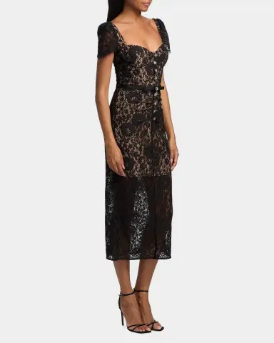 Self-Portrait Sweetheart Lace Midi Dress | Thumbnail 4 Self-Portrait Sweetheart Lace Midi Dress | Thumbnail 4
