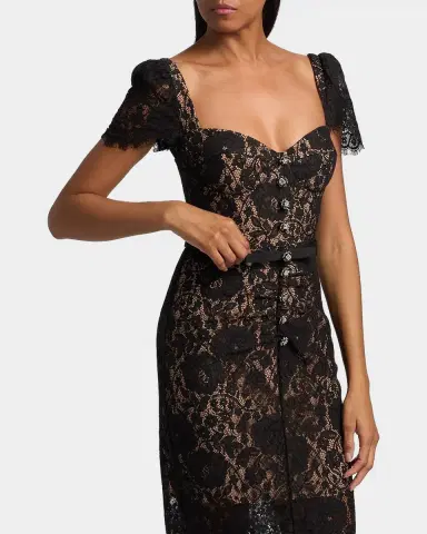 Self-Portrait Sweetheart Lace Midi Dress | Thumbnail 5 Self-Portrait Sweetheart Lace Midi Dress | Thumbnail 5