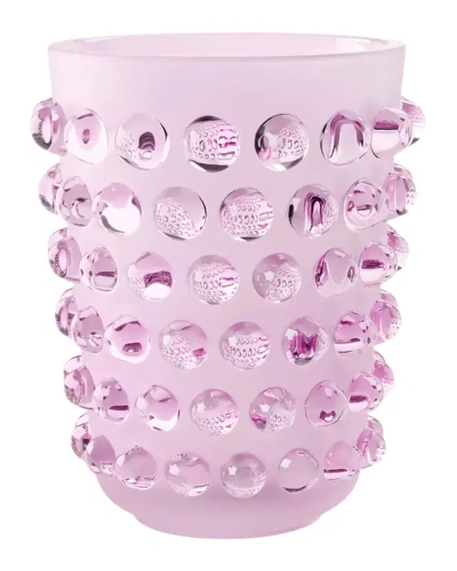 Lalique Mossi Pink Luster Crystal Vase, 8.3"