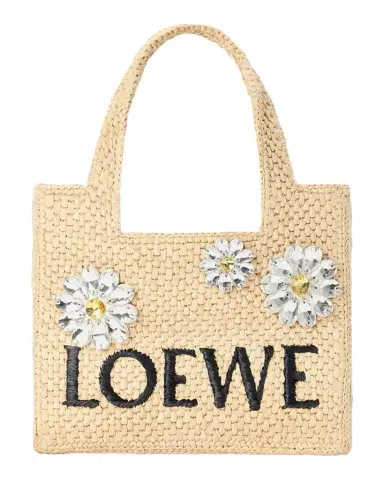 Loewe x Paula's Ibiza Crystal Floral Applique Raffia Tote Bag | Thumbnail 1 Loewe x Paula's Ibiza Crystal Floral Applique Raffia Tote Bag | Thumbnail 1