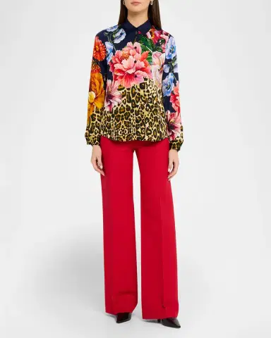 Elie Tahari The Madeline Sahara Desert Print Silk-Blend Blouse | Thumbnail 2 Elie Tahari The Madeline Sahara Desert Print Silk-Blend Blouse | Thumbnail 2
