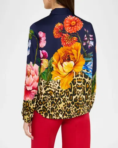 Elie Tahari The Madeline Sahara Desert Print Silk-Blend Blouse | Thumbnail 3 Elie Tahari The Madeline Sahara Desert Print Silk-Blend Blouse | Thumbnail 3