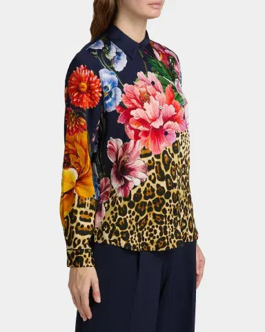 Elie Tahari The Madeline Sahara Desert Print Silk-Blend Blouse | Thumbnail 7 Elie Tahari The Madeline Sahara Desert Print Silk-Blend Blouse | Thumbnail 7