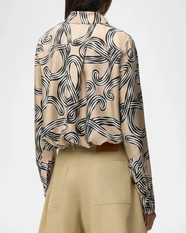 Loewe x Paula's Ibiza Abstract-Print Silk Drawstring Balloon Shirt | Thumbnail 2 Loewe x Paula's Ibiza Abstract-Print Silk Drawstring Balloon Shirt | Thumbnail 2
