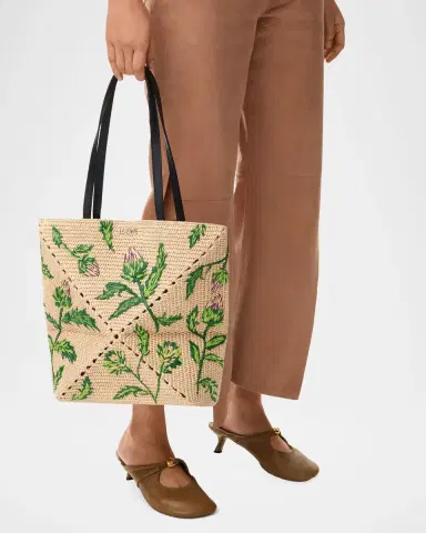 Loewe x Paula's Ibiza Puzzle Embroidered Raffia Tote Bag | Thumbnail 2