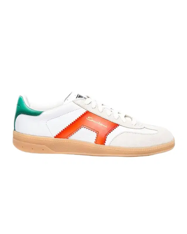 Santoni DBS Oly Mixed Leather Low-Top Sneakers