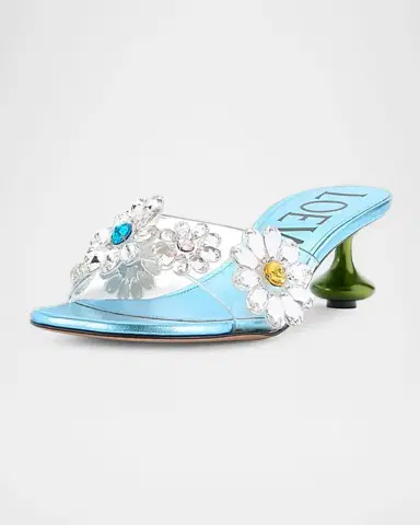 Loewe x Paula's Ibiza 45mm Toy Flower-Embellished Slide Sandals | Thumbnail 2