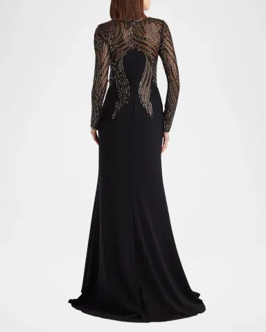 Tadashi Shoji Sequin Illusion Column Gown | Thumbnail 3 Tadashi Shoji Sequin Illusion Column Gown | Thumbnail 3