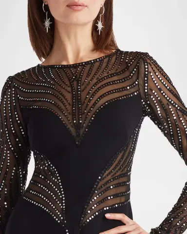 Tadashi Shoji Sequin Illusion Column Gown | Thumbnail 4 Tadashi Shoji Sequin Illusion Column Gown | Thumbnail 4