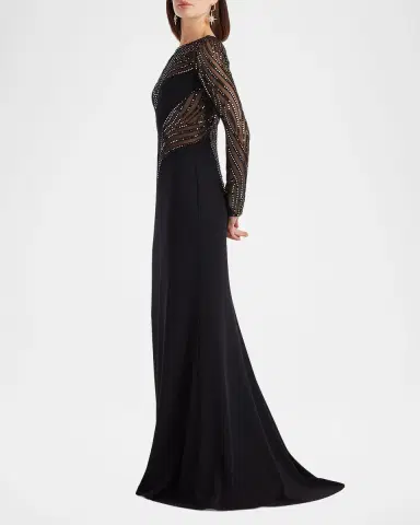 Tadashi Shoji Sequin Illusion Column Gown | Thumbnail 5 Tadashi Shoji Sequin Illusion Column Gown | Thumbnail 5