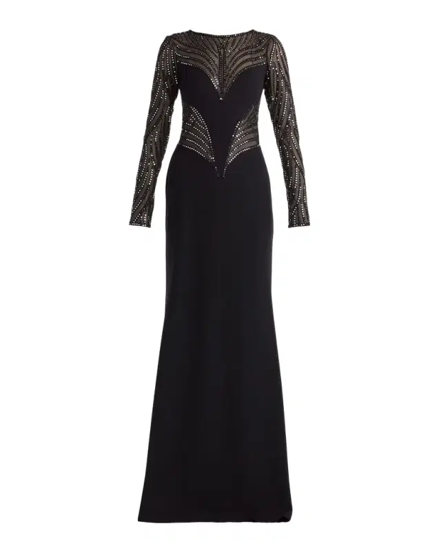 Tadashi Shoji Sequin Illusion Column Gown