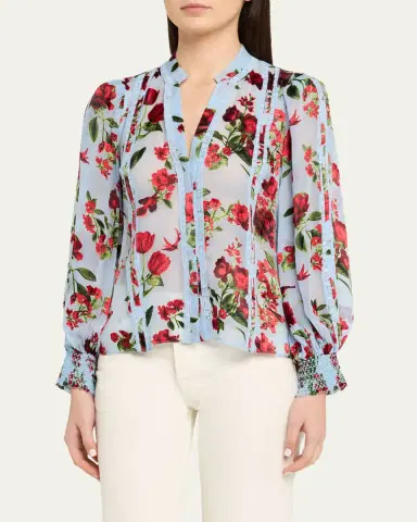 Alice + Olivia Arlette Floral Lace-Trim Blouse | Thumbnail 4 Alice + Olivia Arlette Floral Lace-Trim Blouse | Thumbnail 4