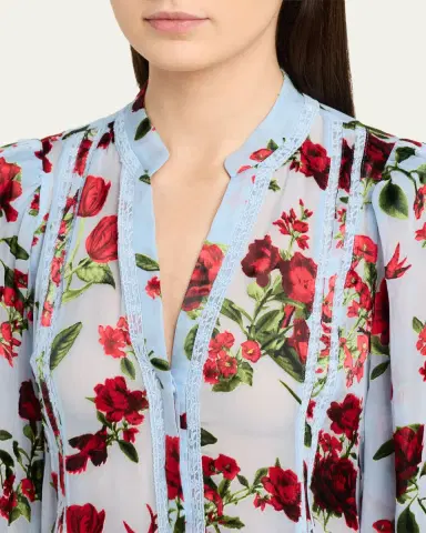 Alice + Olivia Arlette Floral Lace-Trim Blouse | Thumbnail 5 Alice + Olivia Arlette Floral Lace-Trim Blouse | Thumbnail 5