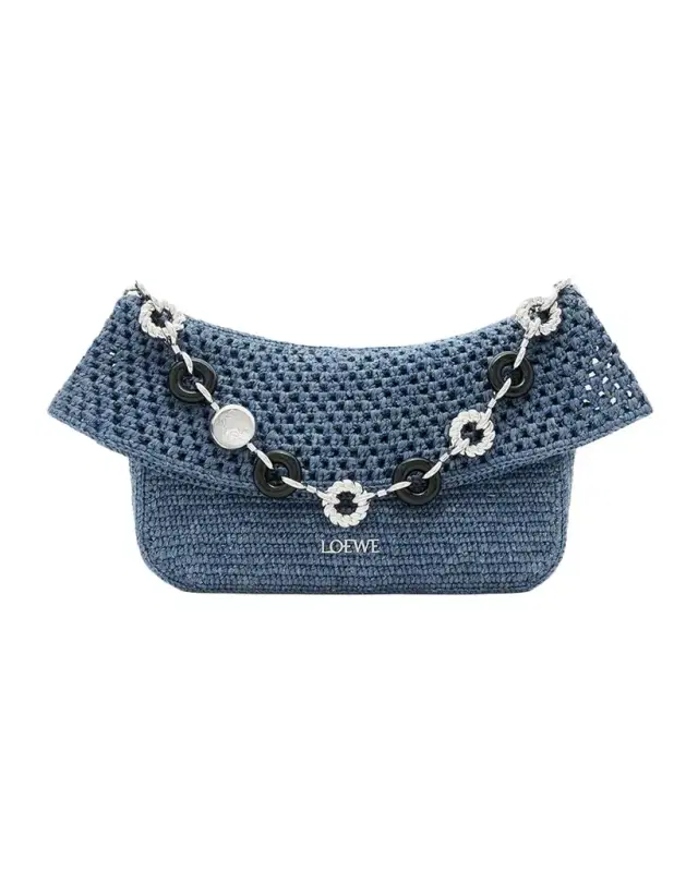 Loewe x Paula 's Ibiza Ola Medium Bag in Denim-Effect Raffia