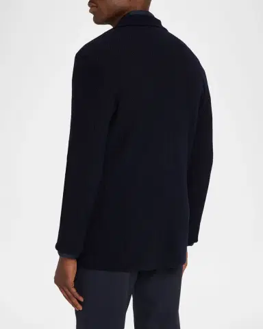 Giorgio Armani Men's Chevron Stitch Cotton Knit Blazer | Thumbnail 3