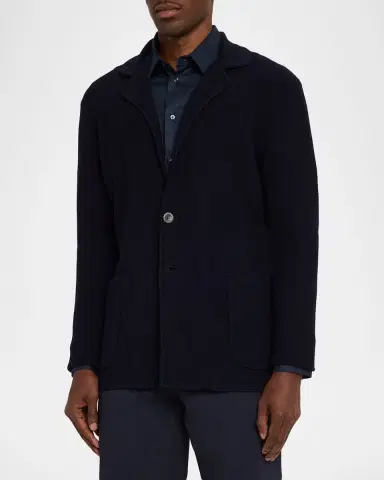 Giorgio Armani Men's Chevron Stitch Cotton Knit Blazer | Thumbnail 4