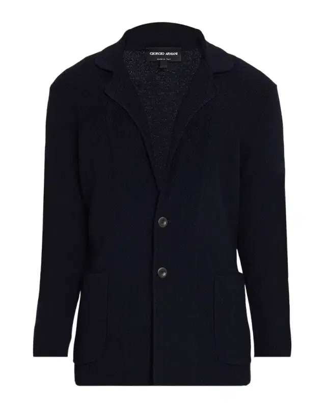 Giorgio Armani Men 's Chevron Stitch Cotton Knit Blazer