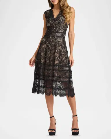 Tadashi Shoji Sleeveless Lace Fit-&-Flare Midi Dress | Thumbnail 2 Tadashi Shoji Sleeveless Lace Fit-&-Flare Midi Dress | Thumbnail 2