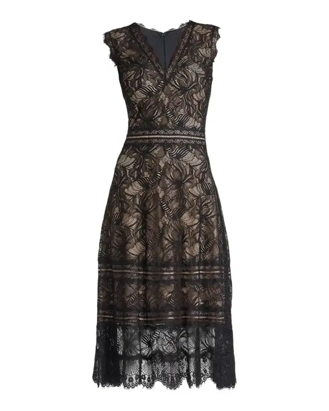 Tadashi Shoji Sleeveless Lace Fit-&-Flare Midi Dress