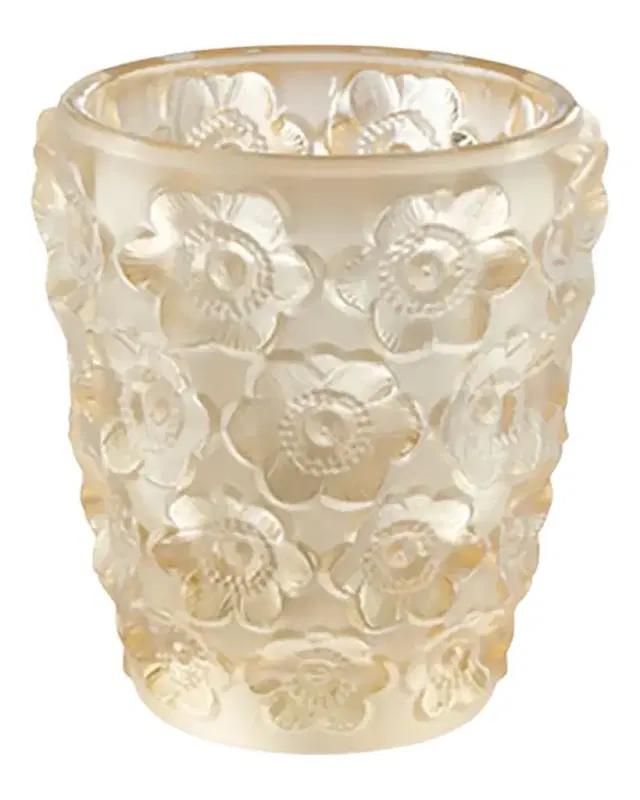 Lalique Anemones Gold Luster Crystal Votive
