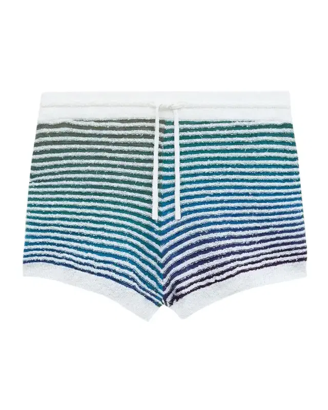 x Paula 's Ibiza Stretch Cotton Striped Knit Shorts