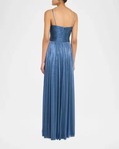 Costarellos Sireen Metallic Georgette Sleeveless Crisscross Gown | Thumbnail 2 Costarellos Sireen Metallic Georgette Sleeveless Crisscross Gown | Thumbnail 2